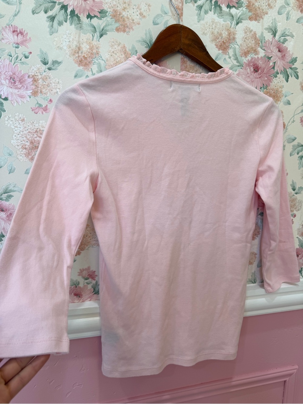 Ralph Lauren Pink Ruffle-Trim Henley Tee - Picture 4 of 4